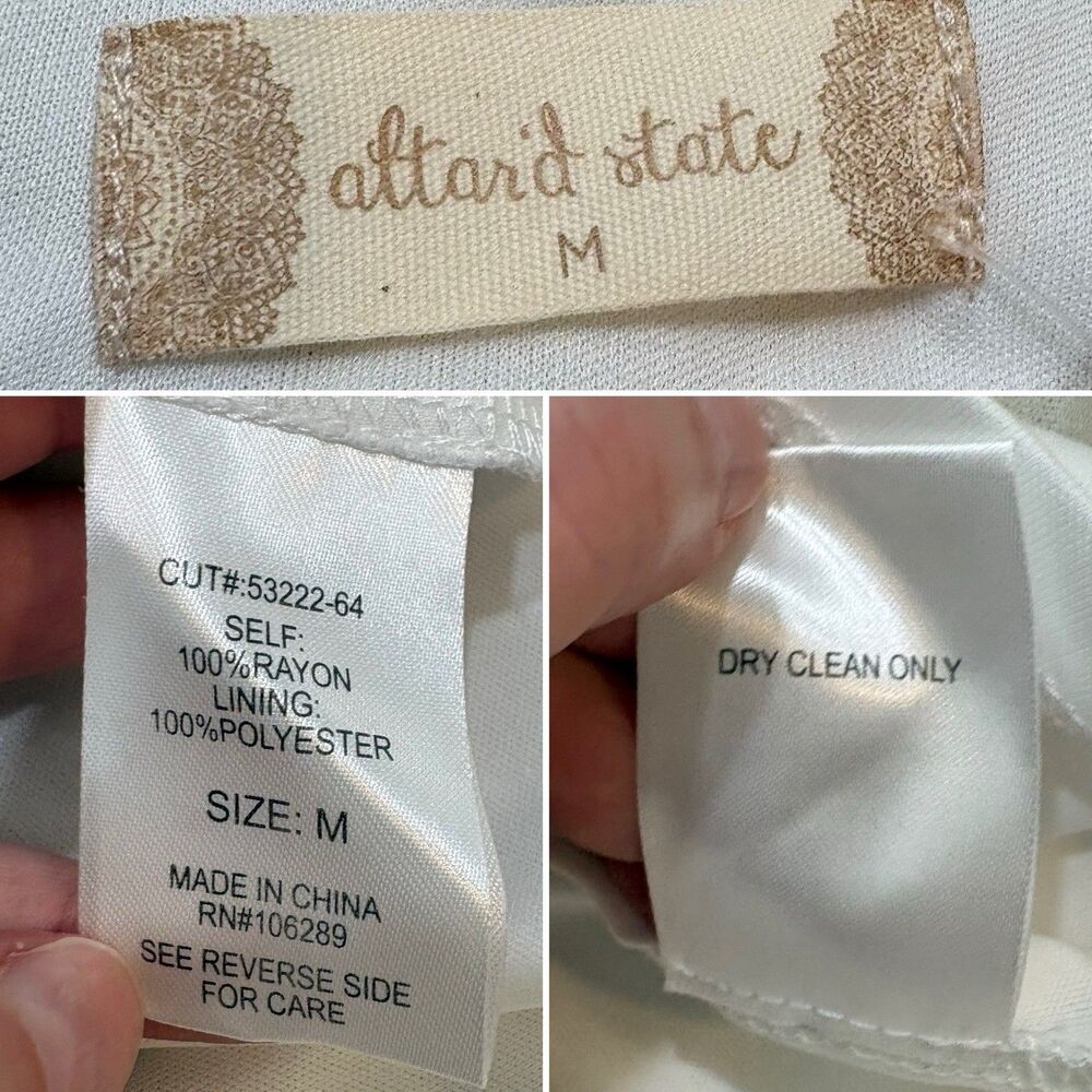Altar’d State White Babydoll Dress Size M Milkmaid Cottagecore Prairie - Picture 6 of 11